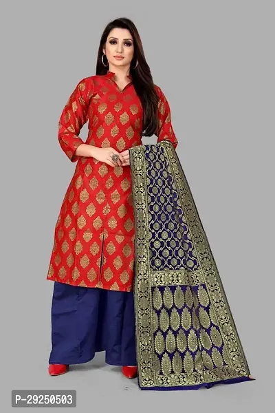 Elegant Banarasi Silk Jacquard Dress Material with Dupatta For Women