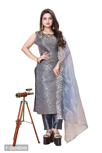 Elegant Banarasi Silk Jacquard Dress Material with Dupatta For Women