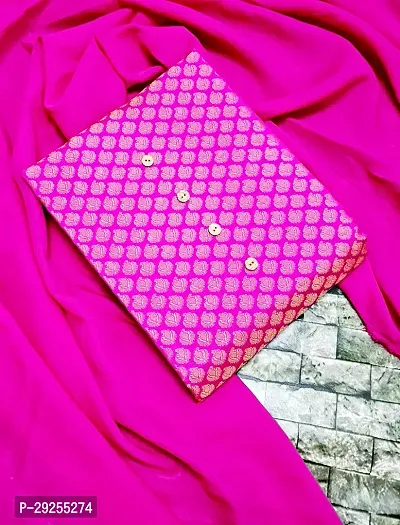 Elegant Pink Banarasi Silk Jacquard Suit Dress Material without Dupatta For Women