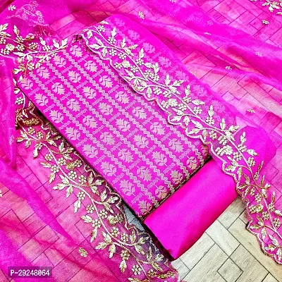 Elegant Banarasi Silk Jacquard Dress Material with Dupatta For Women