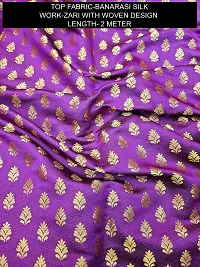 Elegant Purple Banarasi Silk Jacquard Suit Dress Material without Dupatta For Women-thumb1