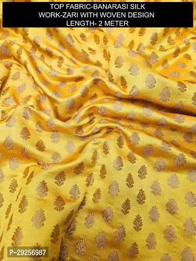 Elegant Yellow Banarasi Silk Jacquard Suit Dress Material without Dupatta For Women-thumb2