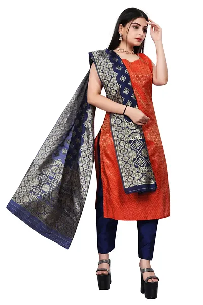 Elegant Banarasi Silk Jacquard Weave Dress Material with Dupatta For Women