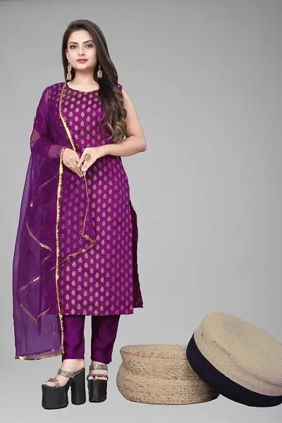 Elegant Jacquard Jacquard Weave Dress Material With Dupatta For Women