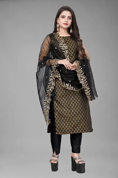 Elegant Jacquard Woven Design Dress Material With Dupatta