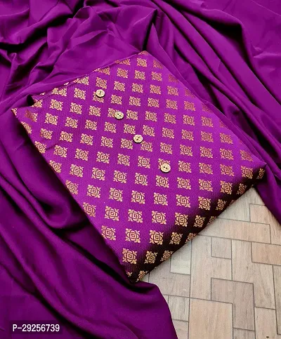 Elegant Purple Banarasi Silk Jacquard Suit Dress Material without Dupatta For Women