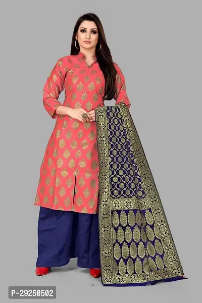 Elegant Banarasi Silk Jacquard Dress Material with Dupatta For Women-thumb0