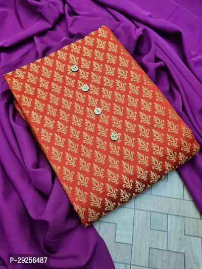 Elegant Red Banarasi Silk Jacquard Suit Dress Material without Dupatta For Women