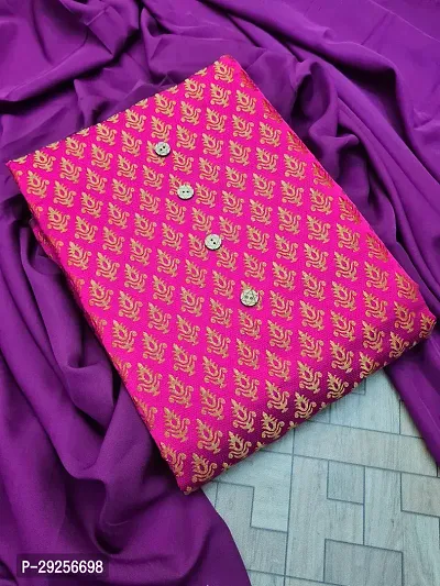 Elegant Pink Banarasi Silk Jacquard Suit Dress Material without Dupatta For Women