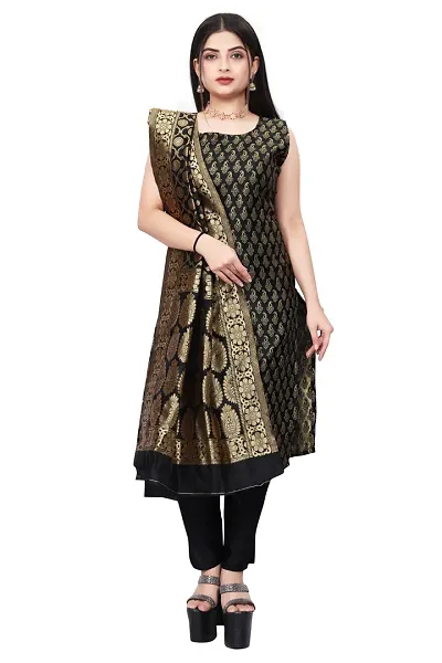 Stylish Fancy Jacquard Unstitched Dress Material Top With Bottom And Dupatta Set For Women