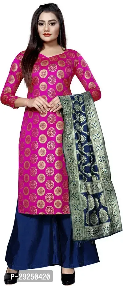 Elegant Banarasi Silk Jacquard Dress Material with Dupatta For Women