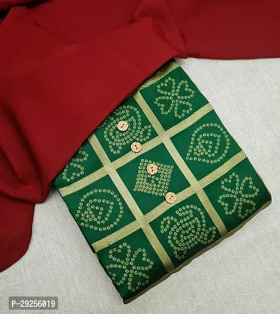 Elegant Green Banarasi Silk Jacquard Suit Dress Material without Dupatta For Women