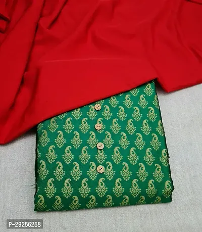 Elegant Green Banarasi Silk Jacquard Suit Dress Material without Dupatta For Women-thumb0