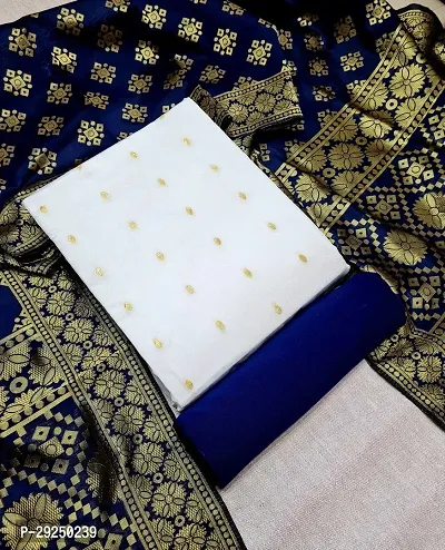 Elegant Banarasi Silk Jacquard Dress Material with Dupatta For Women