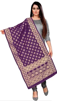 Elegant Purple Banarasi Silk Jacquard Weave Dress Material with Dupatta For Women-thumb2