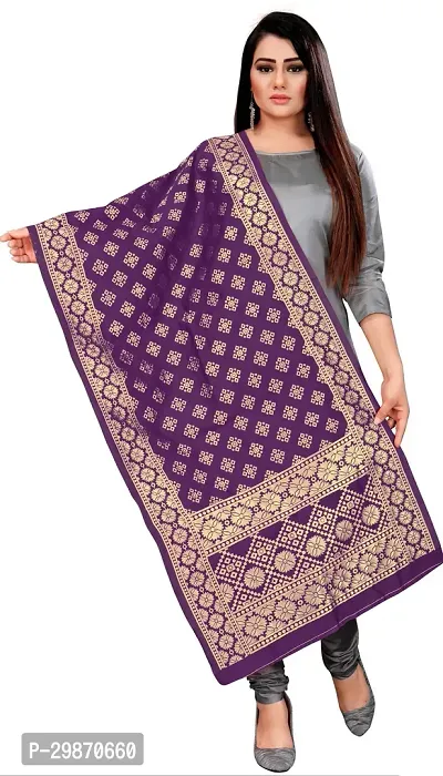 Elegant Purple Banarasi Silk Jacquard Weave Dress Material with Dupatta For Women-thumb3