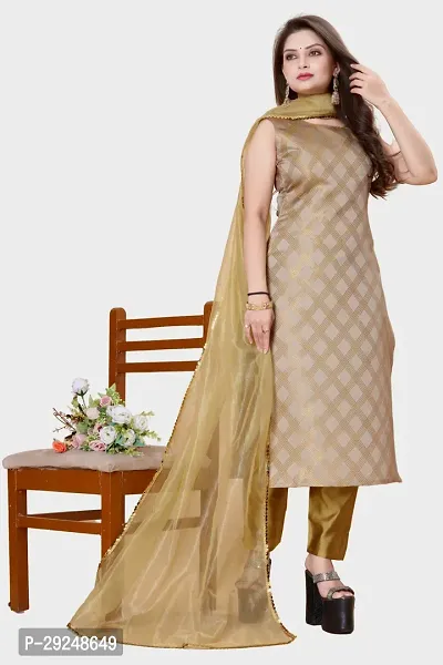 Elegant Banarasi Silk Jacquard Dress Material with Dupatta For Women