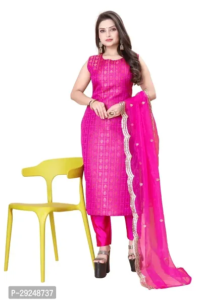 Elegant Banarasi Silk Jacquard Dress Material with Dupatta For Women-thumb0