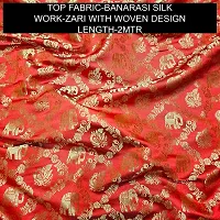 Elegant Red Banarasi Silk Jacquard Dress Material without Dupatta For Women-thumb1