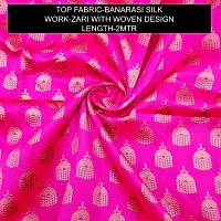 Elegant Pink Banarasi Silk Jacquard Weave Dress Material with Dupatta For Women-thumb1