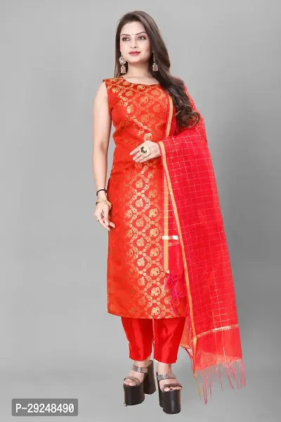 Elegant Banarasi Silk Jacquard Dress Material with Dupatta For Women