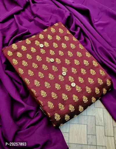 Elegant Maroon Banarasi Silk Jacquard Suit Dress Material without Dupatta For Women-thumb0