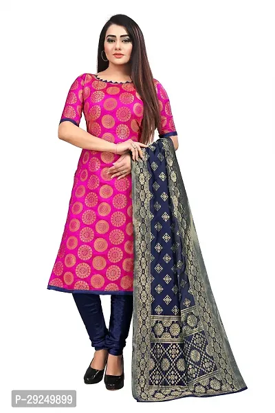 Elegant Banarasi Silk Jacquard Dress Material with Dupatta For Women-thumb0