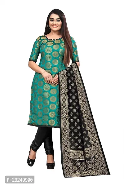 Elegant Banarasi Silk Jacquard Dress Material with Dupatta For Women-thumb0