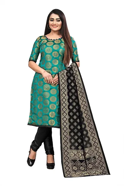 Trendy Womens Banarasi Silk Jacquard Weave Dress Material with Dupatta