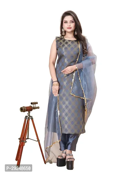 Elegant Banarasi Silk Jacquard Dress Material with Dupatta For Women