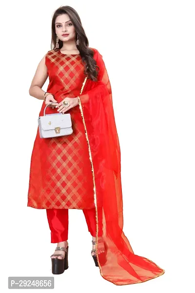 Elegant Banarasi Silk Jacquard Dress Material with Dupatta For Women-thumb0