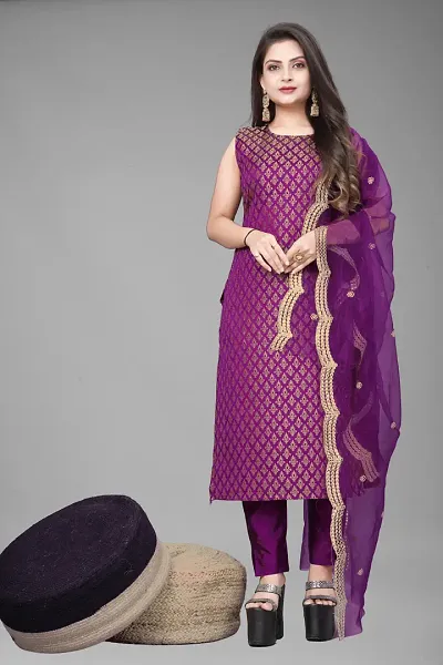 Elegant Jacquard Jacquard Weave Dress Material With Dupatta For Women