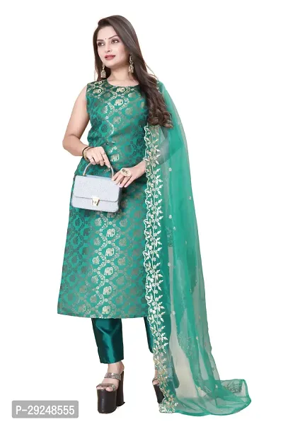 Elegant Banarasi Silk Jacquard Dress Material with Dupatta For Women-thumb0