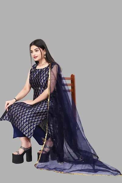 Stylish Fancy Jacquard Unstitched Dress Material Top With Bottom And Dupatta Set For Women