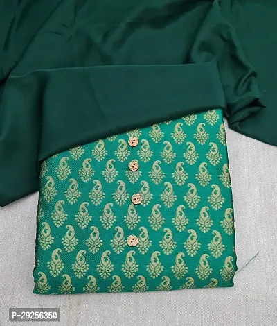 Elegant Green Banarasi Silk Jacquard Suit Dress Material without Dupatta For Women