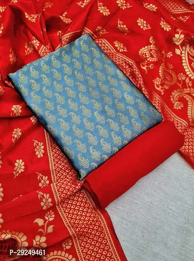 Elegant Banarasi Silk Jacquard Dress Material with Dupatta For Women