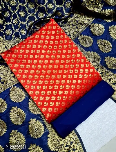 Elegant Banarasi Silk Jacquard Dress Material with Dupatta For Women