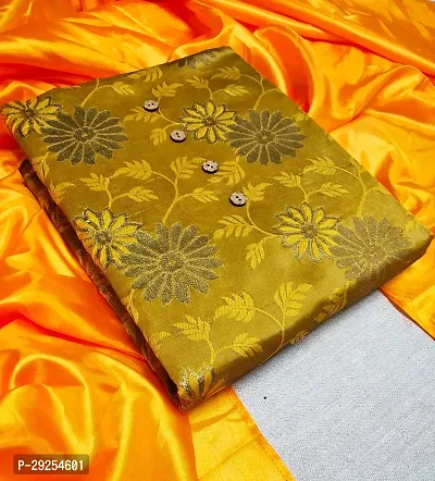 Elegant Yellow Banarasi Silk Jacquard Suit Dress Material without Dupatta For Women