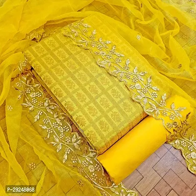 Elegant Banarasi Silk Jacquard Dress Material with Dupatta For Women