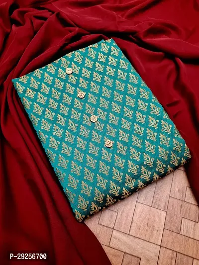 Elegant Green Banarasi Silk Jacquard Suit Dress Material without Dupatta For Women-thumb0