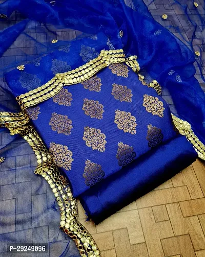 Elegant Banarasi Silk Jacquard Dress Material with Dupatta For Women