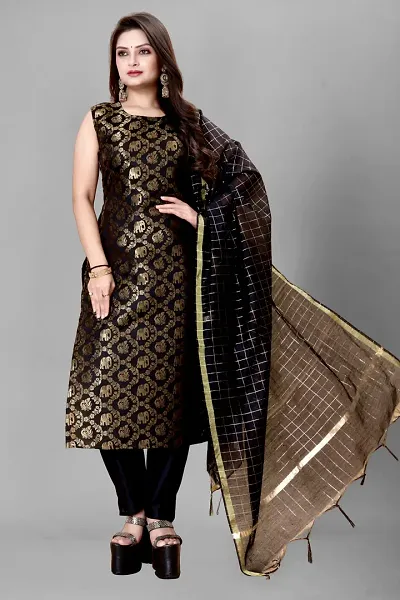 Elegant Banarasi Silk Jacquard Weave Dress Material with Dupatta For Women