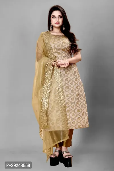 Elegant Banarasi Silk Jacquard Dress Material with Dupatta For Women-thumb0