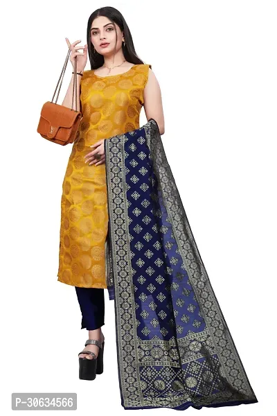 Elegant Yellow Banarasi Silk Jacquard Weave Dress Material with Dupatta For Women