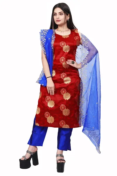 Elegant Silk Jacquard Dress Material with Dupatta For Women