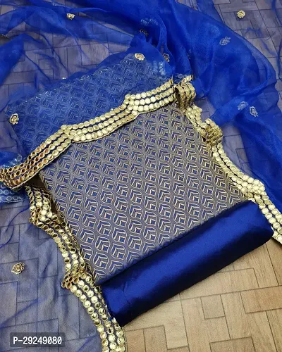 Elegant Banarasi Silk Jacquard Dress Material with Dupatta For Women