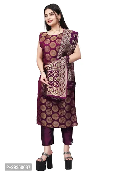 Elegant Banarasi Silk Jacquard Dress Material with Dupatta For Women-thumb0