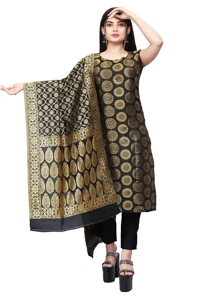 Stylish Fancy Jacquard Unstitched Dress Material Top With Bottom And Dupatta Set For Women