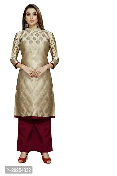 Elegant Beige Banarasi Silk Jacquard Suit Dress Material without Dupatta For Women