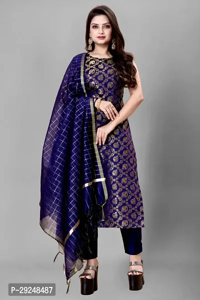 Elegant Banarasi Silk Jacquard Dress Material with Dupatta For Women